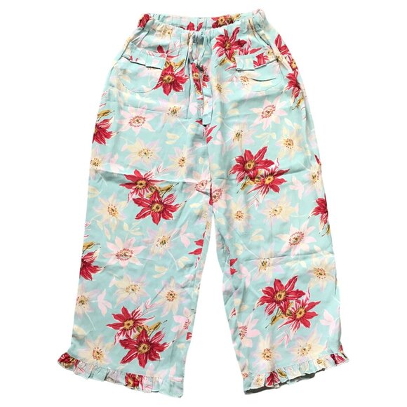 Vintage Romeo Romeo Floral Print Straight Leg Cropped Pants Small 100% Rayon USA - Picture 1 of 9